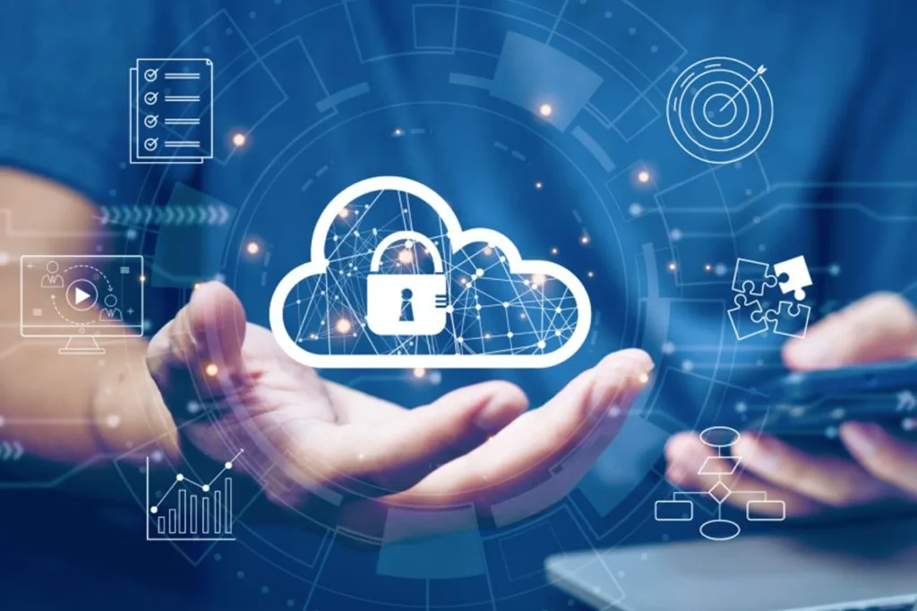 Diagram showing strategies for safeguarding data in the cloud, highlighting secure cloud and IT infrastructure solutions