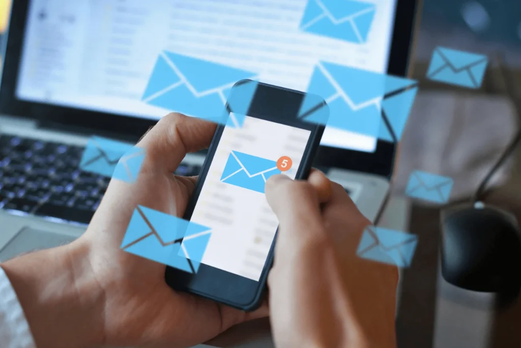 Diagram outlining the process of emailing customers, highlighting key aspects of email marketing and automation