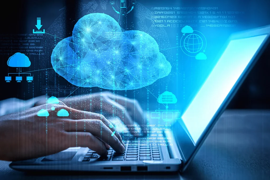 Illustration of cloud computing in enterprise, highlighting cloud migration and optimization strategies for businesses